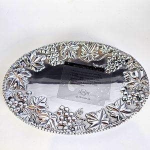 LENOX Metal Serveware  6" x 9" Oval Grapes Leaves Plate Platter Dish